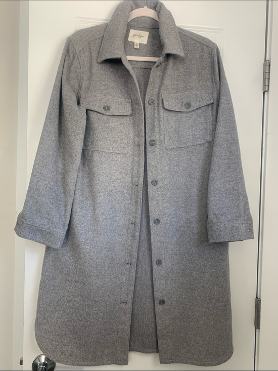 Jessica Simpson Jackets & Blazers - Jessica Simpson Gray Long Button-Front Trench Coat